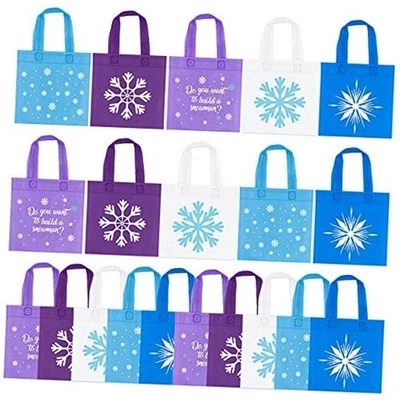 20 Piezas Favores de Fiesta de Copos de Nieve, Bolsas de Caramelo No Tejidas Congeladas de Invierno, Tema  Foto 1 de 4
