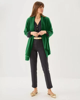 NWT Lilly Pulitzer Lanelle Wrap Fiddle Leaf Green 2% Cashmere New Holiday - Image 1 of 2