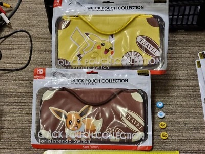 2 NINTENDO SWITCH CONSOLE CARRY CASE QUICK POUCH Pikachu Eevee 4 JOYCON GRIP NEW - image 1 of 2