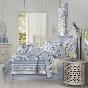 NIP Royal Court Rialto Blue White Floral Queen Comforter & Shams Set 3pc - Picture 1 of 8