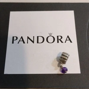 Pandora Retired Sterling Silver Amethyst February Birthstone Dangle - 790166AM - Picture 1 of 4