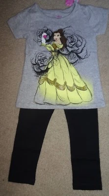 NWT GYMBOREE 4 5 6 7 8 10 12 GYMFRIENDS DISNEY BELLE TEE BLACK CLASSIC LEGGINGS - Image 1 of 3