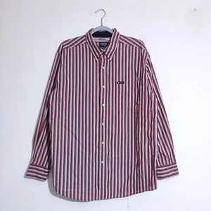 Camisa Ralph Lauren Chaps Rosa Rayas Grande Retro Manga Larga Para Hombre Informal De Colección - Imagen 1 de 13