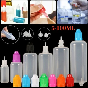 5ml-100ml Plastic Empty Squeezable Dropper Bottle Liquid Eye Juice Container Cap - Picture 1 of 18