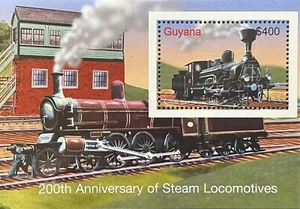 GUYANA TRAIN STAMPS S/S 2004 MNH 200th ANNIVERSARY OF STEAM LOCOMOTIVES #3879 1 - Picture 1 of 1