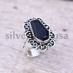 Black Onyx Gemstone 925 Sterling Silver Christmas Ring Jewelry All Size SE-517