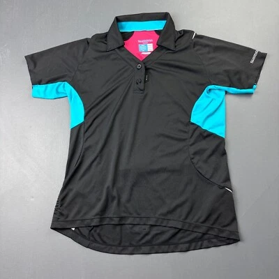 Женская велосипедная рубашка-поло Shimano среднего размера черная синяя Wicktex впитывающая влагу - Изображение 1 из 4