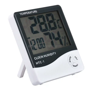 HTC-1 Thermometer Hygrometer Weather Station Temperature Humidity Desk Clock - Picture 1 of 5
