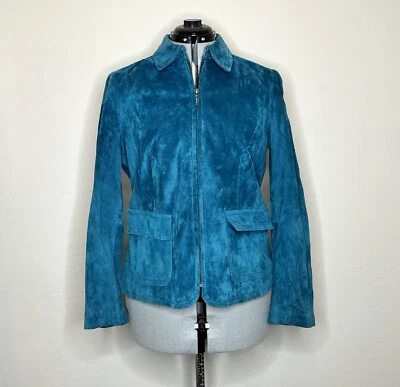 Liz Claiborne Suede Jacket, Turquoise Color, Size M - Image 1 of 4