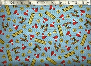 QT ~ Tonka Construction Mini Print signs ~ U PICK 100% Cotton Quilt Fabric BTY - Picture 1 of 3