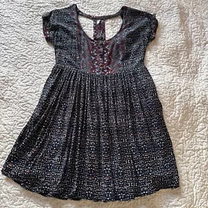 Free People Mini Dress Size XS - Floral Short Cap Sleeve Lined Ruffle Flare - Picture 1 of 17