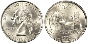 2004 P Wisconsin State Quarter.  Uncirculated from US Mint Roll - Picture 1 of 1