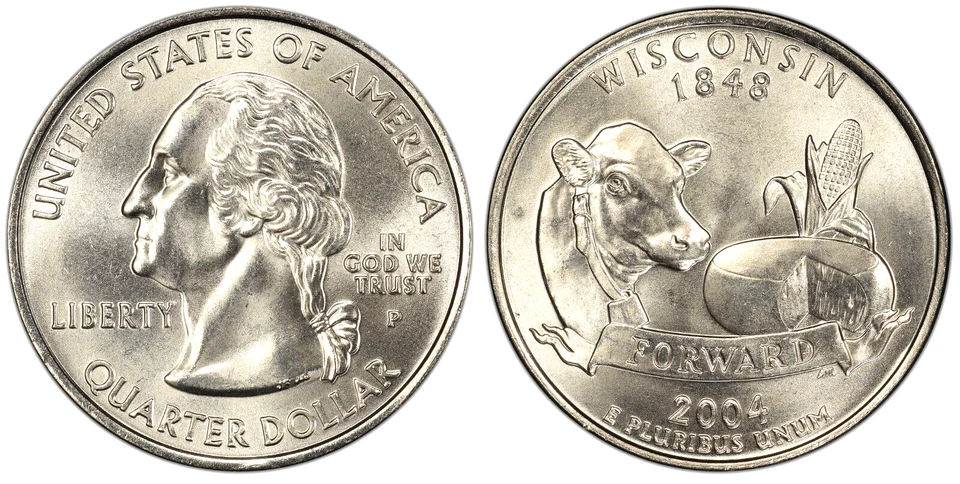 2004 P Wisconsin State Quarter.  Uncirculated from US Mint Roll - Image 1 of 1