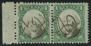 2x RB1a PAIR PROPRIETARY Revenue Tax Stamp CV=$17 Pen Cancel Used Margin - Picture 1 of 2