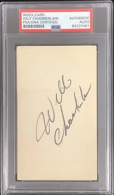 Wilt Chamberlain Signed Index Card NBA 50 Basketball HOF Autograph PSA/DNA NIce - Image 1 of 2