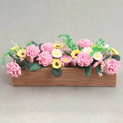 Dollhouse Miniature 1/12 Scale Flowers Potted Plants Flowerbed Garden Courtyard