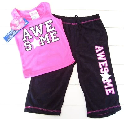 Girls Sweet N Sassy 2 Pc Pink Black AWESOME Shirt and Pants Pajamas Sz 4 or 6X - Image 1 of 4
