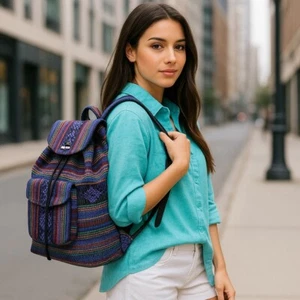 Mochila Bolso Étnico Morral Boho Hippie Artesanal Bolso de Viaje Mochila Duradero Bonito - Imagen 1 de 9