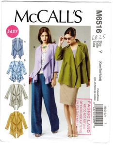 FF Uncut 4-14 Wasserfall Front Cardigan Jacke Weste Nähen Muster McCall's 6516 - Bild 1 von 3