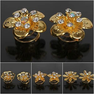 2 Strass Curlies Braut Kommunion Hochzeit Haarschmuck Stern Blume - Bild 1 von 9