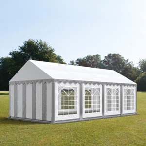 4x8m PVC Partyzelt Bierzelt Zelt Gartenzelt Festzelt Pavillon grau-weiß NEU - Bild 1 von 7