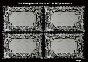 Creative Linens Handmade Reticella Lace Needle Lace Placemat Table Runner Beige - Picture 1 of 7