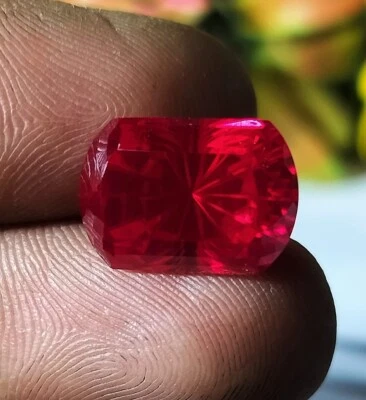 Lab Created Ruby 10X16X8MM Fantasy Cut Gemstone Faceted Cut Stone Jewelry Making - Image 1 of 4