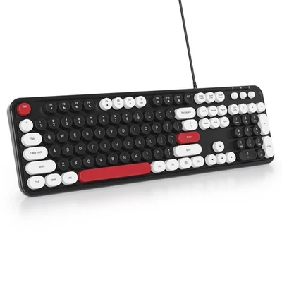 Retro Punk Typewriter Keyboard Full Size Floating Key Design Wired USB - Image 1 of 4