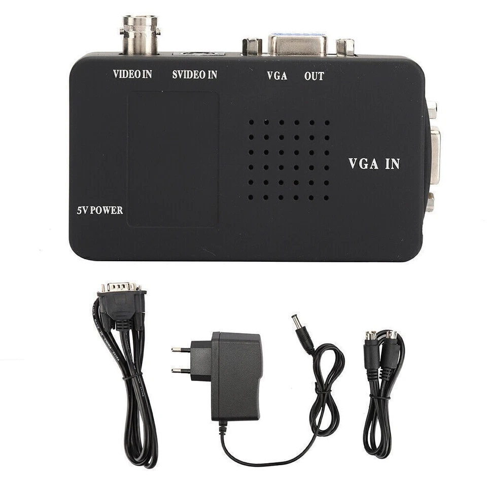 BNC S Video zu VGA HD Konverter Adapter für Computer PC Monitor UK EU Stecker - Bild 1 von 4