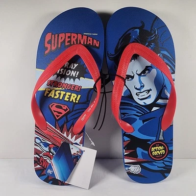 Superman Mens Flip Flop Sandals Size 11 New - Image 1 of 2