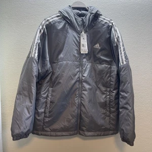 Adidas Outdoor Aire Libre grigio puffer jacket cappuccio piccoli difetti taglia XL - Foto 1 di 8