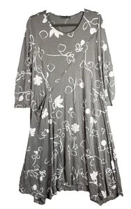 Chalet et Ceci Kleid große Bambus Blumen Tasche asymmetischer Saum künstlerischer Lagenlook - Bild 1 von 11