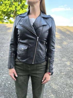 Sandro Leather Jacket Women Vintage Moto jacket Size S - Image 1 of 4