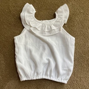 JANIE AND JACK White Ruffle Knit Top Size 6-12 Months Elastic - Picture 1 of 3