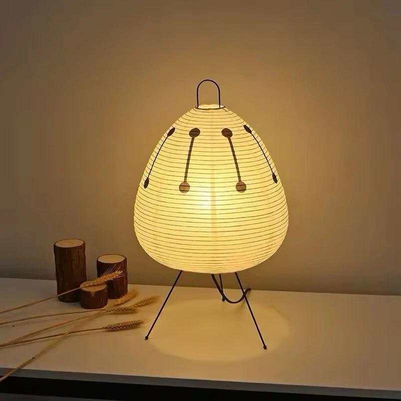 Lámpara de mesa de papel de arroz estilo japonés Wabi Sabi Japandi soporte luz dormitorio Foto 1 de 3