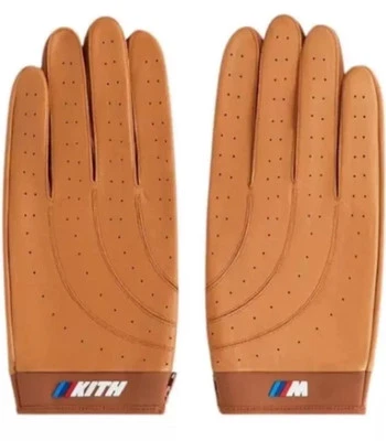 Guantes de conducción de cuero marrón desierto KITH para BMW Moto Foto 1 de 4
