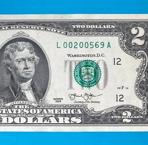 2005 June 9 (L 00200569 A) BIRTHDAY Note $2 Two Dollar Bill (__2005 / 6 / 9) - Picture 1 of 4