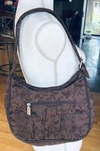Bolso de Hombro Thirty-One Marrón Floral Acolchado Bordado Cartera Retirado - Imagen 1 de 7