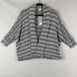 Splendid Knit Cardigan Sweater Women Small Gray Striped Open Front Oversized NWT - Picture 1 of 16