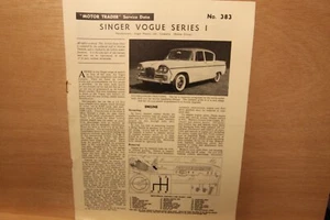 Original SINGER VOGUE SERIES 1 (1962) Motor Trader Service Data No. 383 - Bild 1 von 1