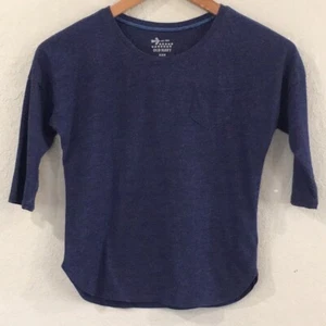 Old Navy Girl Sz M 8 Shirt Blue Heather 3/4 Dolman Sleeve Pocket Tee 100% Cotton - Picture 1 of 7