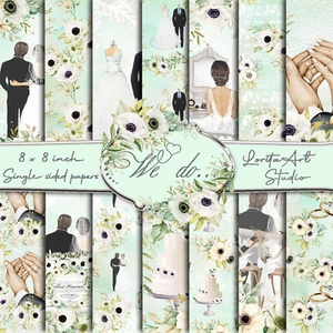 Wedding paper pads, Bride to-be, Flower wedding paper pads, Scrapbooking paper - Picture 1 of 18