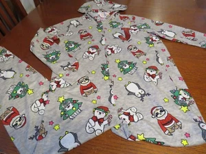 NEW Girls JUSTICE One-Piece Gray Holiday Animal Pajamas w/ Hood LETTER J Size 12 - Picture 1 of 10