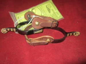 new SPURS w STRAPS & TIEDOWNS, BLACK AND BRASS, Colorado Saddlery Co. - Picture 1 of 7
