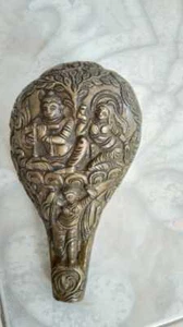 Vintage Old Brass Hindu God Carving Shankh Conch Figurine Statue - Picture 1 of 12
