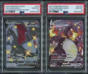 Charizard V & VMAX SEQUENTIAL PSA 10 079 SV107 English Pokemon Card SWSH Shiny - Picture 1 of 2