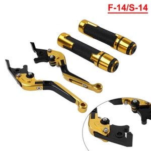 Folding Extendable Brake Clutch Levers Handlebar Grips Fit Suzuki DL1000 Gold - Picture 1 of 10