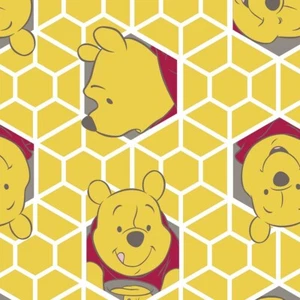 BTY Winnie the Pooh Honey Bear Beehive Yellow Cotton Fabric By The Yard - Picture 1 of 2