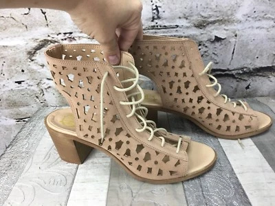 Botín al tobillo House of Harlow talla 40 (9/9,5) cuero tostado con cordones punta abierta Foto 1 de 4