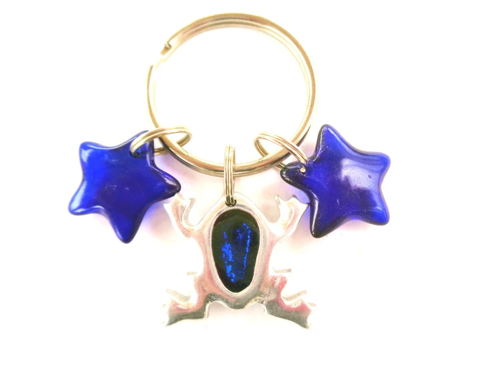 Schlüsselanhänger " Frosch ", Metall mit 2 Kunststoffanhängern,Schlüsselring - Bild 1 von 1